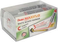 Pentel whiteboardmarker Maxiflo set van 4 stuks: blauw, rood, groen en zwart + magnetische bordwisser