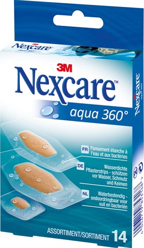 3M pleister Nexcare Aqua 360° 3 formaten, pak van 14 stuks