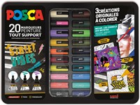 Posca paintmarkers, metalen doos van 20 stuks, assorti, ontwerp Street Vibes