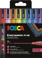 Uni POSCA paintmarker PC-3ML, 1,5 mm, glitter, etui van 8 stuks in geassorteerde kleuren
