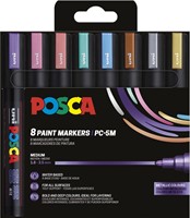 Uni POSCA paintmarker PC-5M, 1,8 - 2,5 mm, etui van 8 stuks in metallic kleuren