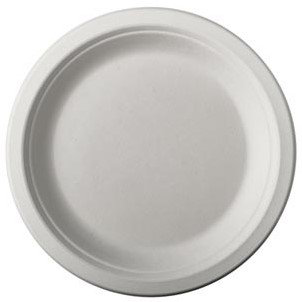 Bord pure, rond, wit, diameter 18 cm, uit suikerriet, pak van 50 stuks-2