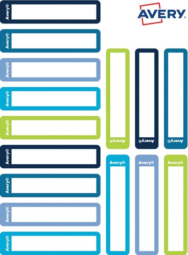 Avery Family mini naametiketten, ft 5 x 1 cm, blauw/groen, ophangbare etui met 30 etiketten-2