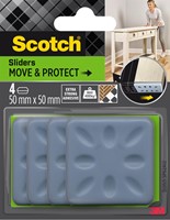 Scotch Move & Protect glijders, grijs, Ft. 50 mm x 50 mm, blister van 4 stuks