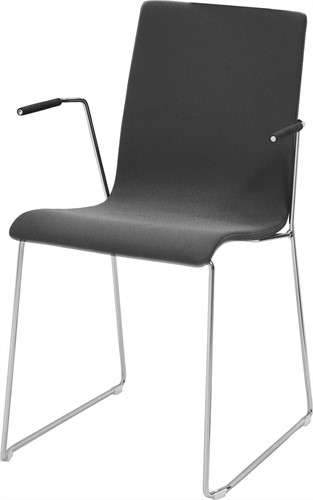 Stoel Oscar Sledeframe Draadstaal Volledig Gestoffeerd Zwart Met Armleuningen.jpg