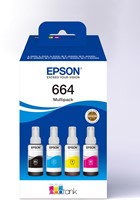 Epson inktfles 664, 4.500 - 7.500 pagina's, OEM C13T664640, 4 kleuren