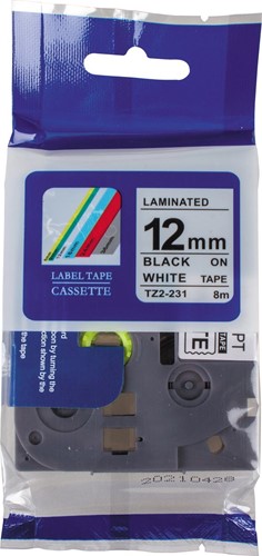 Compatible tape voor Brother P-touch, 12 mm, zwart op wit