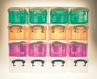 Really Useful Box muurkubus met 16 opbergdozen van 0,3 liter, transparant-3