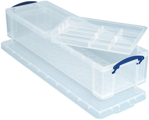 Really Useful Box opbergdoos 22 liter met 2 dividers, transparant