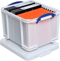 Really Useful Box opbergdoos 35 liter, wit met blauwe handvaten