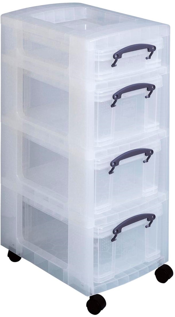 snel Veilig Karu Really Useful Box trolley met 4 opbergdozen One-Stop-Office-Shop.nl