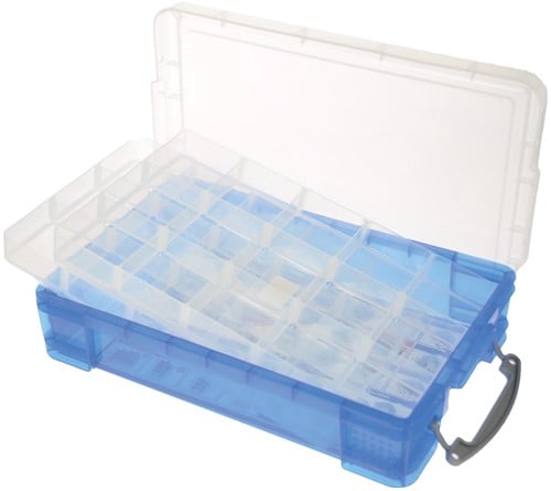 Really Useful Box opbergdoos 4 liter met 2 dividers, transparant blauw