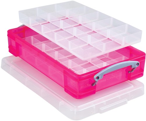 Really Useful Box opbergdoos 4 liter met 2 dividers, transparant helroze
