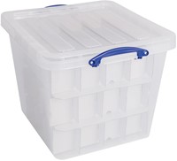 Really Useful Box opbergdoos, 60 l, met inzetbakje, transparant