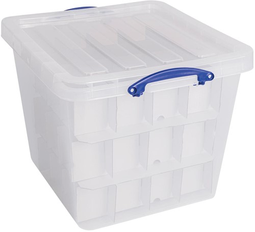 Really Useful Box opbergdoos, 60 l, met inzetbakje, transparant