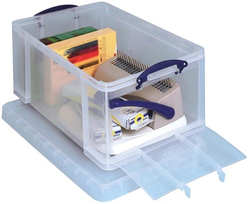 Really Useful Box opbergdoos 64 liter met opening aan de voorkant, transparant