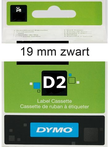 LABELTAPE DYMO 61911 19MMX10M D2 WIT/ZWART 1 Stuk