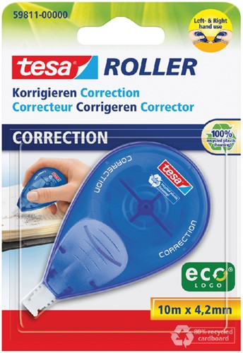 Correctietape tesa® ecoLogo® rechts & linkshandig 10mx4,2mm blister
