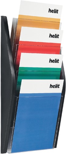 Folderhouder Helit wand 4xA4 zwart
