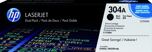 Tonercartridge HP CC530AD 304A zwart 2x