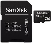 GEHEUGENKAART SANDISK MICRO SDHC 32GB ADAPT CL4 1 Stuk