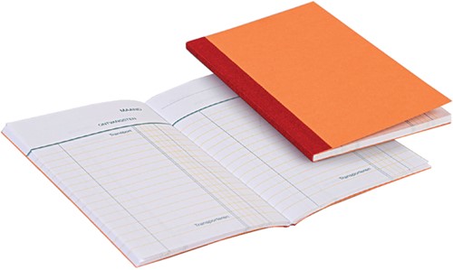 Kasboek 135x83mm 72blz 1 kolom oranje-2
