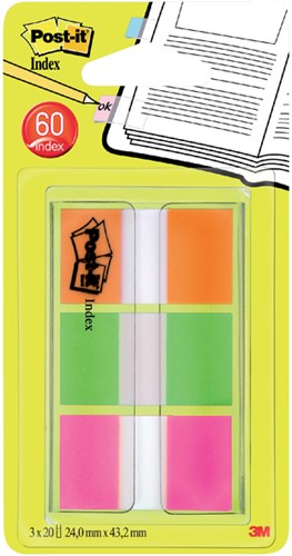 Indextabs Post-it 680 24mmx43.2mm assorti 60 tabs