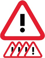 Magneet attentie rood wit 5 stuks