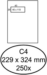 Envelop Quantore C4 229x324mm venster 4x11cm links 250 stuks