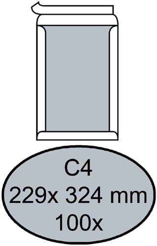 Envelop Quantore bordrug C4 229x324mm zelfklevend wit 100 stuks