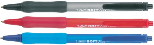 Balpen Bic soft feel grip clic medium rood-2