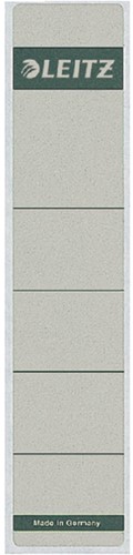 Rugetiket Leitz smal/kort 39x192mm zelfklevend grijs 10 stuks
