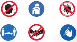 Veiligheidssticker, 6 pictogrammen met omgangsregels, ft 100 x 50 cm