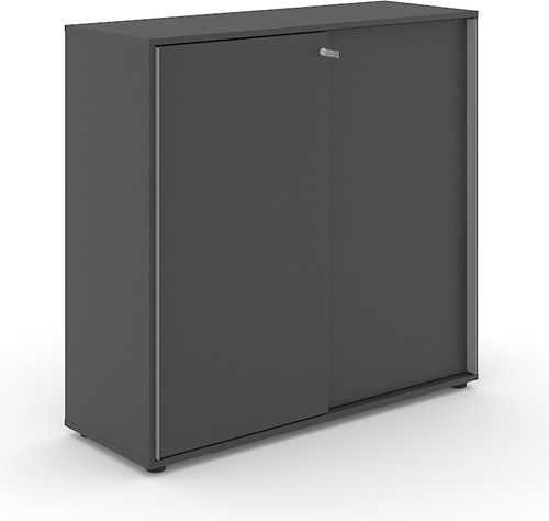 Kast Uni Slide met schuifdeuren donker grijs