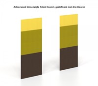 Achterwand binnenzijde Silent Room L gestoffeerd met drie kleuren