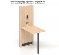 Achterzijde binnenkant Silent Room L met tafel, VESA mount aansluiting, LED verlichting en ventilatiesysteem