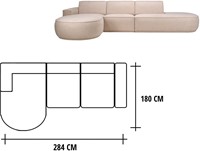 Bank Hoekcombinatie 2.5-zits - Longchair Rond Voorstaand Links - 180 x 284 cm - SG1