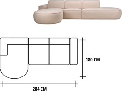 Bank Hoekcombinatie 2.5-zits - Longchair Rond Voorstaand Links - 180 x 284 cm - SG1