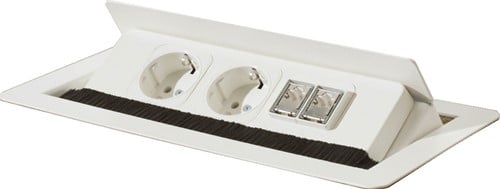 Metalen inbouw stekkerdoos met opklapbare deksel 230V + CAT6