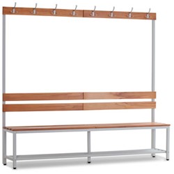 Garderobebank met 8 kledinghaakjes 180x200x40cm (HxBxD)