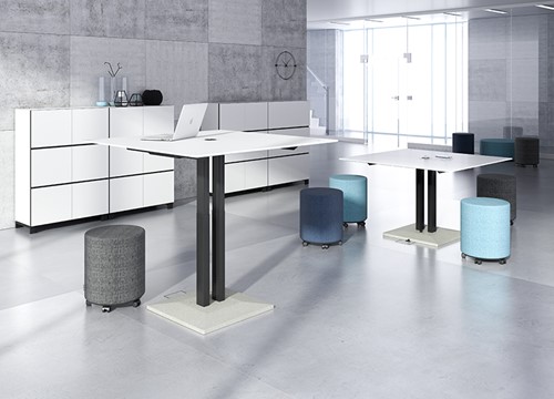 Elektrisch verstelbaar zit sta vergadertafel Jazz met betonnen voet-3