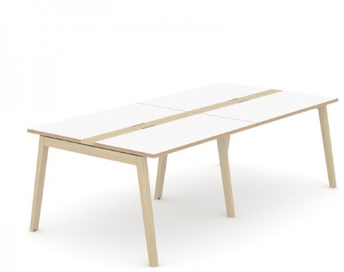 Vergadertafel Nova Wood met kabel doorvoer - houten frame-2