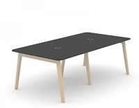 Vergadertafel Nova Wood HPL met stopcontact houten frame-2