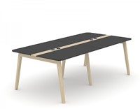 Vergadertafel Nova Wood HPL met stopcontacten houten frame-2