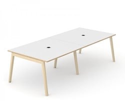 Vergadertafel Nova Wood met stopcontact - houten frame