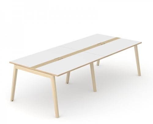Vergadertafel Nova Wood met kabel doorvoer - houten frame