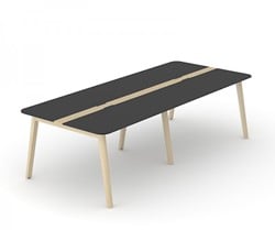 Vergadertafel Nova Wood HPL met kabeldoorvoer houten frame