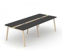 Vergadertafel Nova Wood HPL met stopcontacten houten frame