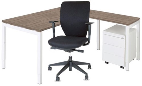 Combinatie bureau + aanbouw - serie 55 incl. ladenblok en stoel setprijs