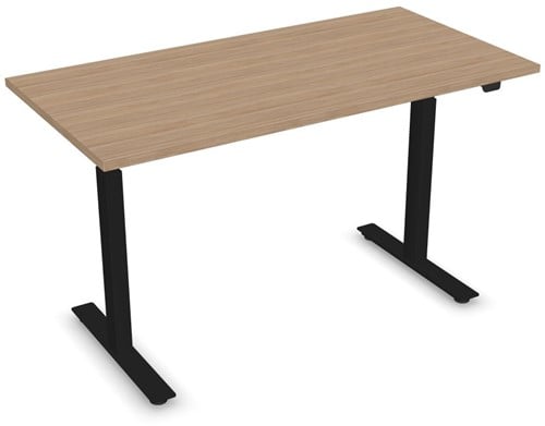 Zit sta bureau frame zwart - eiken blad 140x70cm